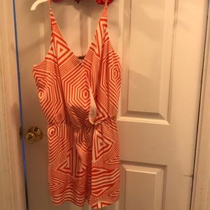 Orange geometric printed romper! Never worn!